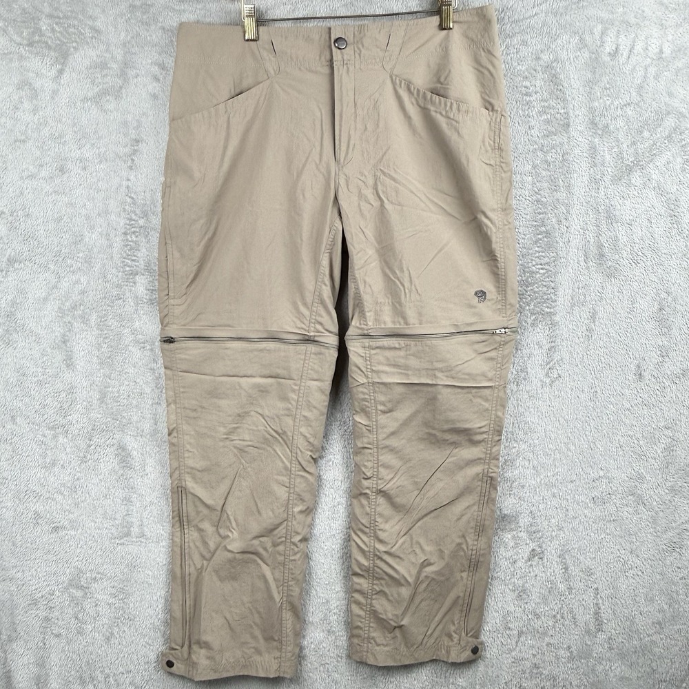 Mountain HardWear Pants Womens 14 Tan Convertible Zip Off Camping Hiking Outdoor